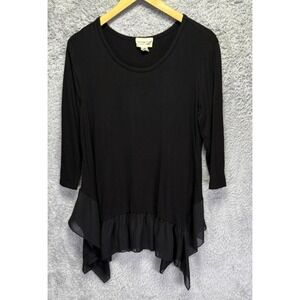 RL Denim & Supply Womens XS Black Long Tunic Top‎ Mini Dress Whimsy Goth Fairy